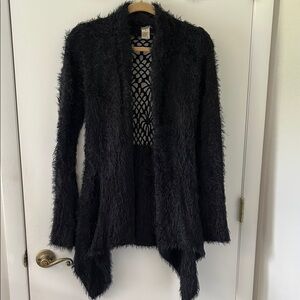 Elegant Black Fuzzy Women's escio Cardigan Super Soft!!